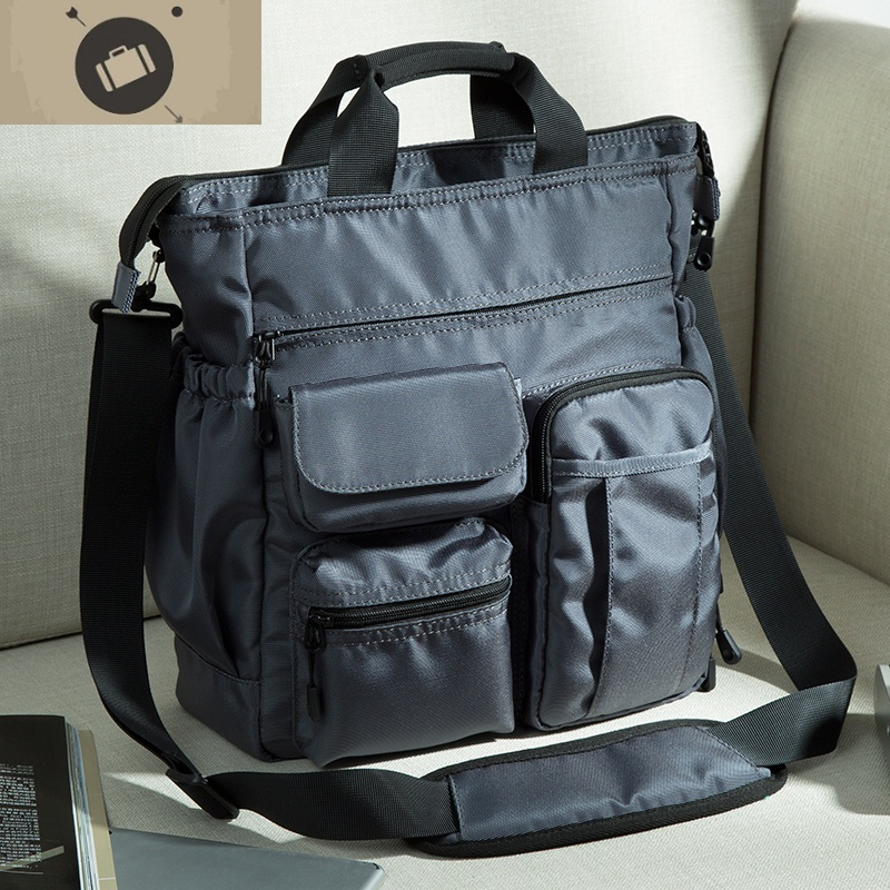 男背包单肩斜挎包多功能手提包学生挎包男商务出差通勤男士公务包艾狄