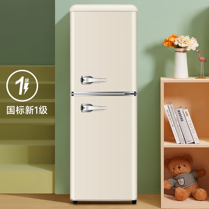 志高(CHIGO)复古小型家用冰箱双开门怀旧冷藏冷冻迷你出租房省电二人用_复古红·72L带把手上冷冻下冷藏