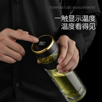 英国Vanow智能玻璃杯[智能测温]高硼硅双层防爆水杯茶水分离水杯子便携男女士商务杯子定制泡茶杯 VO-PN-350