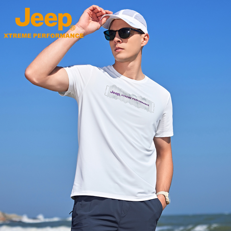 Jeep吉普户外速干短袖男24春夏新款登山防晒冰丝T恤跑步运动上衣