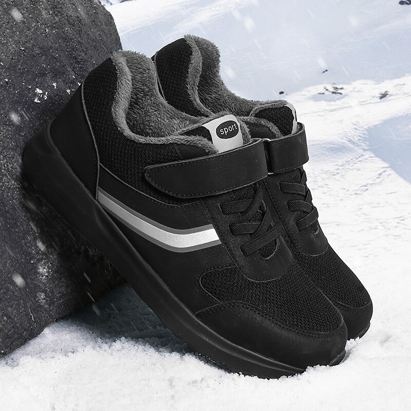 厚底不冻脚保暖棉鞋男女款加绒护足旅游散步鞋外出舒适飞织透气休闲鞋