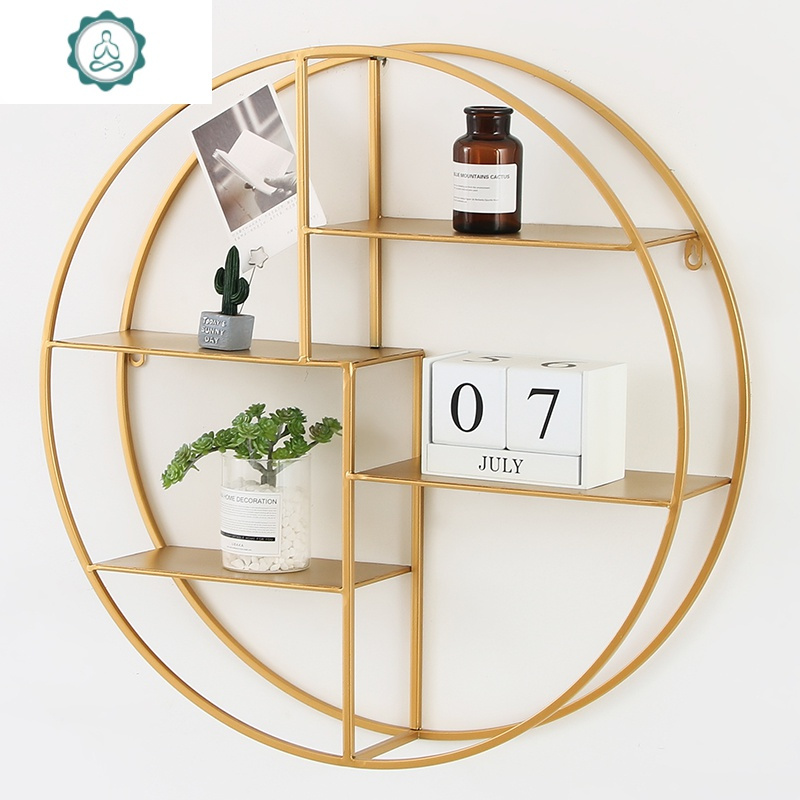 北欧置物架铁艺ins壁挂式客厅卧室墙上挂墙壁隔板创意圆形装饰架封后