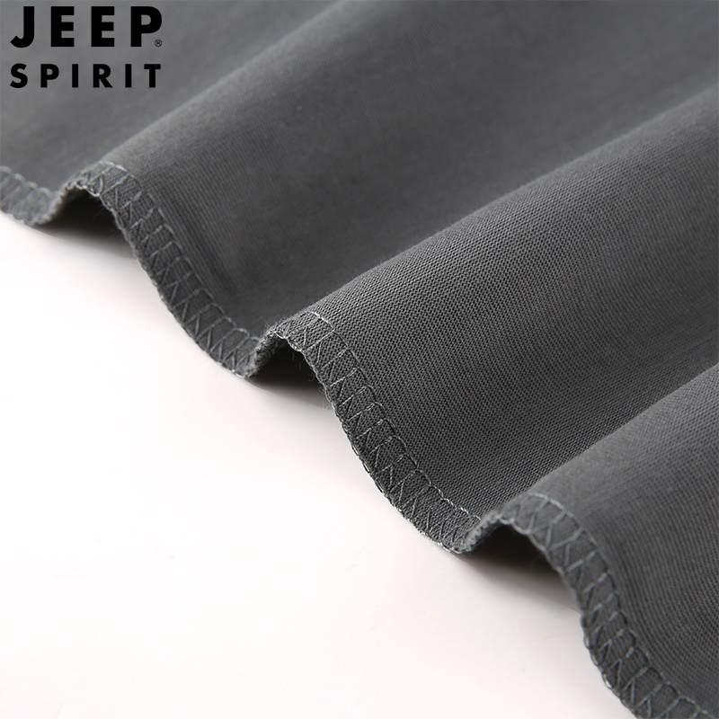 JEEP SPIRIT吉普男士V领T恤夏季透气舒适棉半袖t恤户外鸡心领时尚体恤衫短t