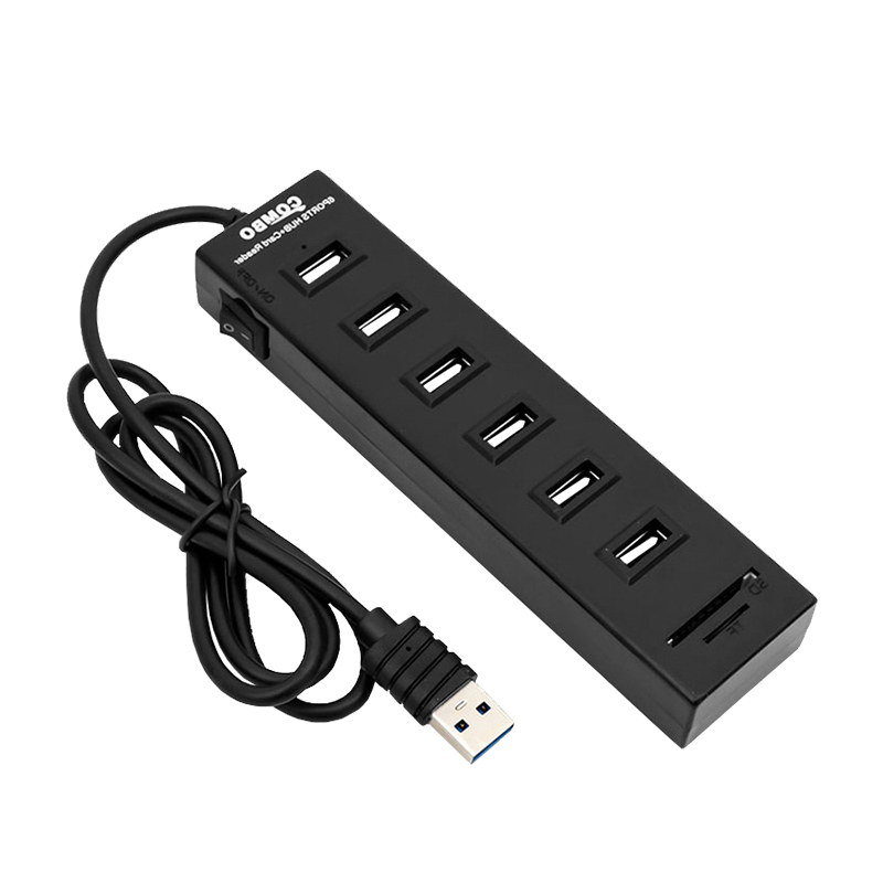 酷比客(L-CUBIC) LCHC06BK 6口USB2.0集线器带开关读卡器HUB扩展坞
