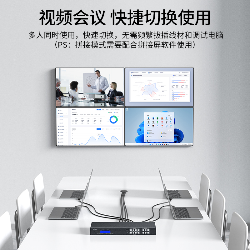 迈拓维矩 MT-HD44L 4k高清hdmi矩阵4进4出音视频切换器分配器电脑笔记本视频会议服务器监控显示器投影仪切屏高清大图