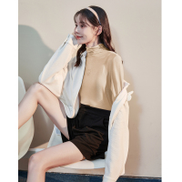 [直降价52元]犬系女孩长袖打底衫女唐狮堆堆领针织衫早秋新款修身通勤上衣