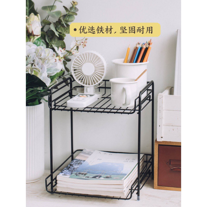 铁艺双层置物架家用橱柜台面收纳架免打孔厨房桌面多功能架子收纳层架 三维工匠高清大图