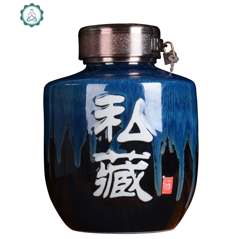 景德镇仿古陶瓷酒坛密封酒坛子仿古泡酒瓶5斤10斤装酒罐泡酒坛 封后 雪景酒具五件套