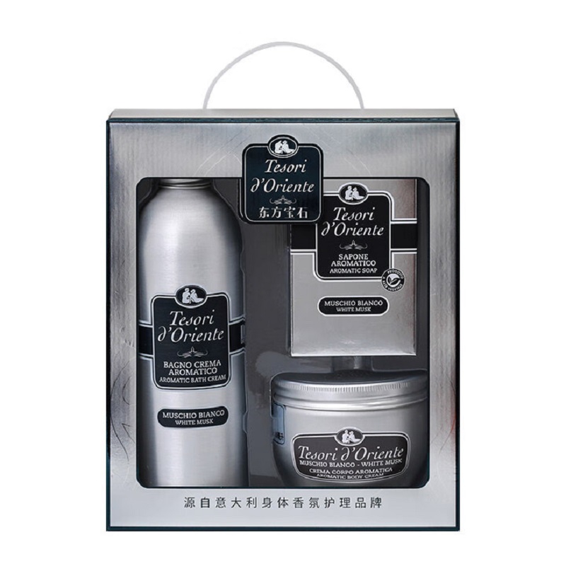 东方宝石 香氛沐浴露家庭香氛套装持久留香水润嫩肤 靓肤滋养皂礼盒500ml+300ml YZ0169!高清大图