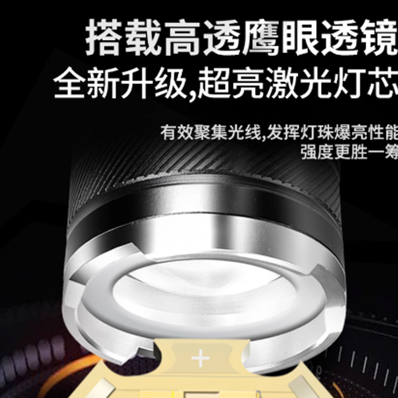 硕森超亮手电筒GM99一电-智能电显-可充手机-速变焦-type-c快充高清大图