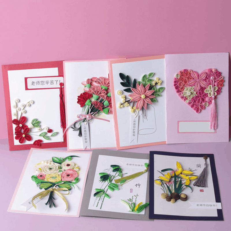 家柏饰(CORATED)儿童教师节贺卡立体花朵贺卡diy制作材料包衍纸手工卡片感恩图片