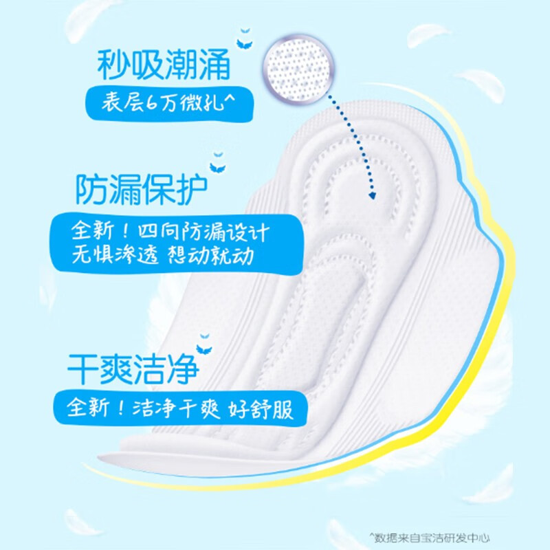 护舒宝(Whisper)卫生巾瞬洁贴身[干爽网面厚款]姨妈巾量多日用夜用瞬吸贴身 量多日用(夜用)280mm 20片高清大图
