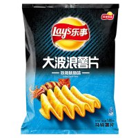 乐事(LAY’S) 薯片 大波浪薯片 铁板鱿鱼味145g袋装(休闲零食) 新旧包装交替发货