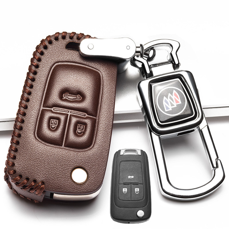 【补贴10%】别克昂科威钥匙套2019款威朗全新君越18款君威英朗车用真皮保护包汽车钥匙包 B14咖啡色（英朗折叠半包）