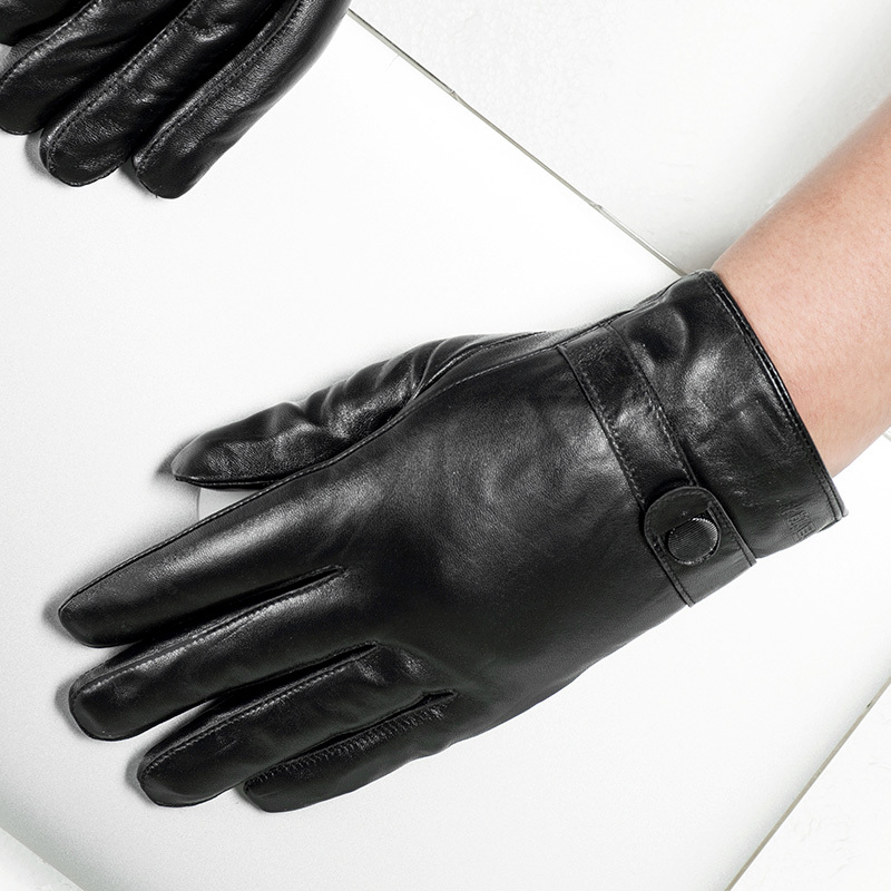 恒源祥男士真皮手套秋冬季加绒加厚骑行保暖羊皮触屏护手防寒手套