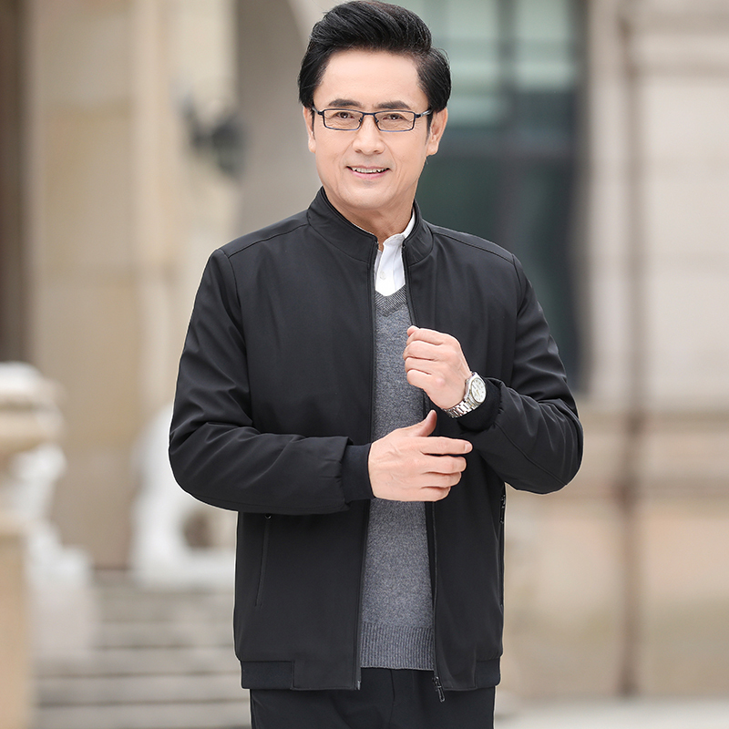 suntek爸爸秋装外套男45岁55老年装春秋60爷爷上衣70中老年人夹克厚加