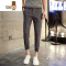 YANXU秋季男士休闲裤 修身小脚裤九分裤男西裤长裤韩版潮流黑色裤子男