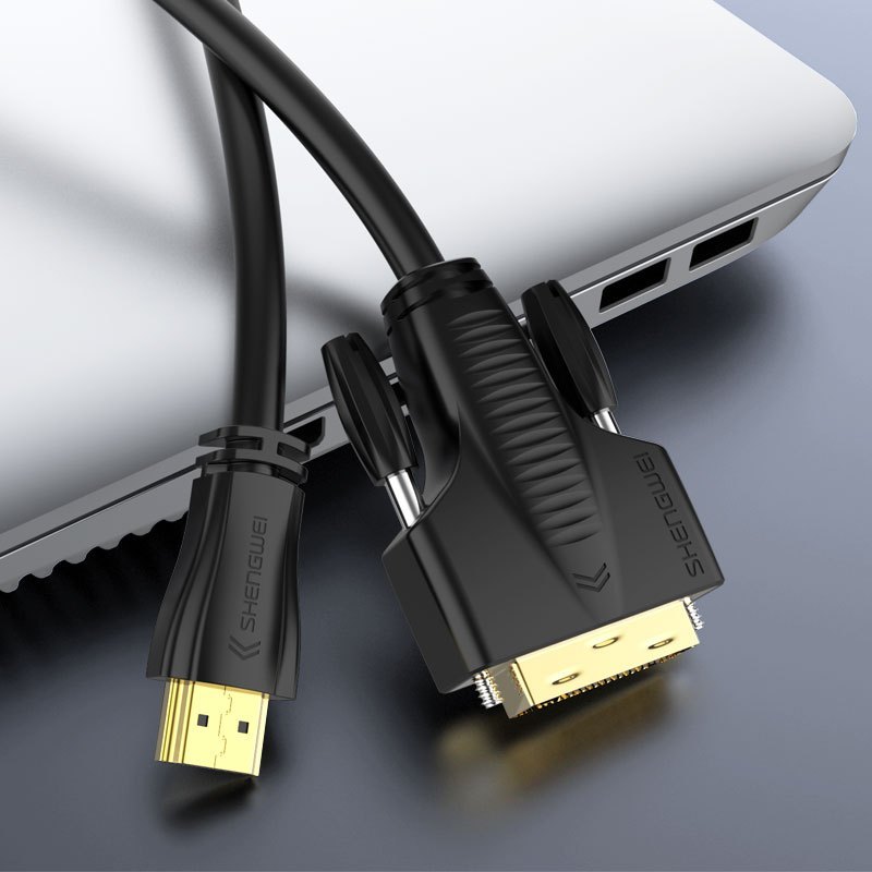 胜为shengweidvi转hdmi头20米线双向转接头镀金电脑接电视投影仪显示