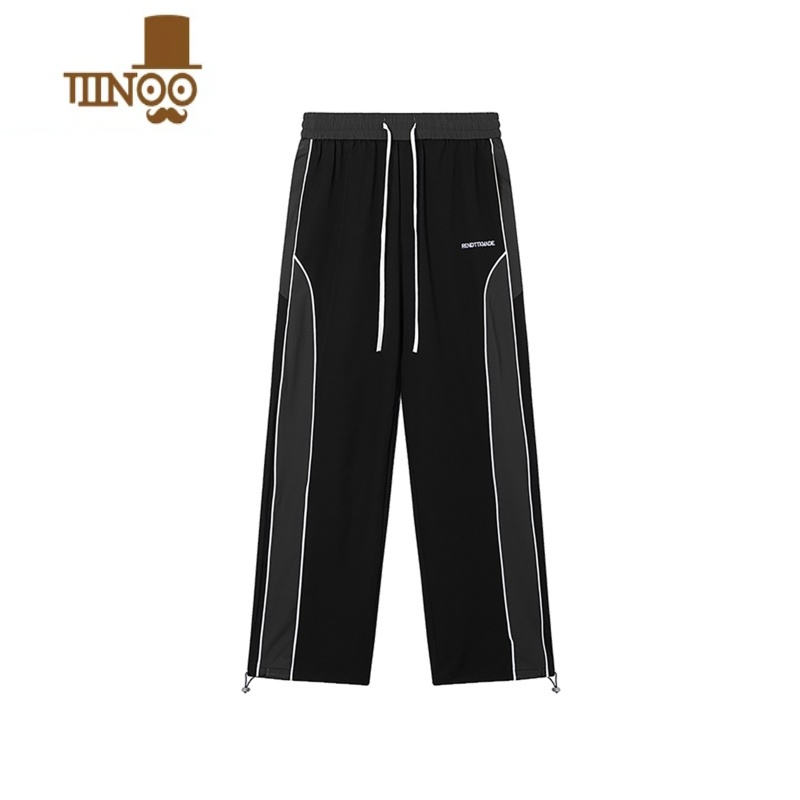 YANXUNOONOZ炸街侧边撞色拼接运动裤子男潮牌跳舞高街美式复古休闲长高高清大图