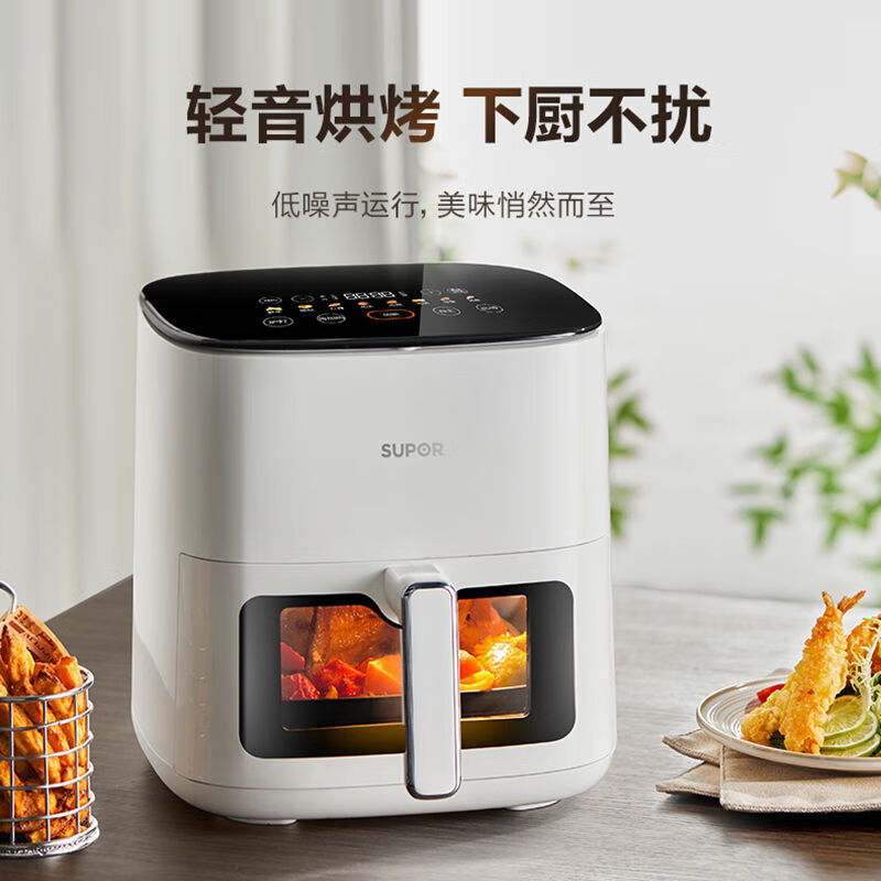 苏泊尔(SUPOR)空气炸锅家用5.3L大容量 透明可视免翻面 智能液晶触控 多功能炸锅机 蒸汽嫩炸薯条一体机高清大图