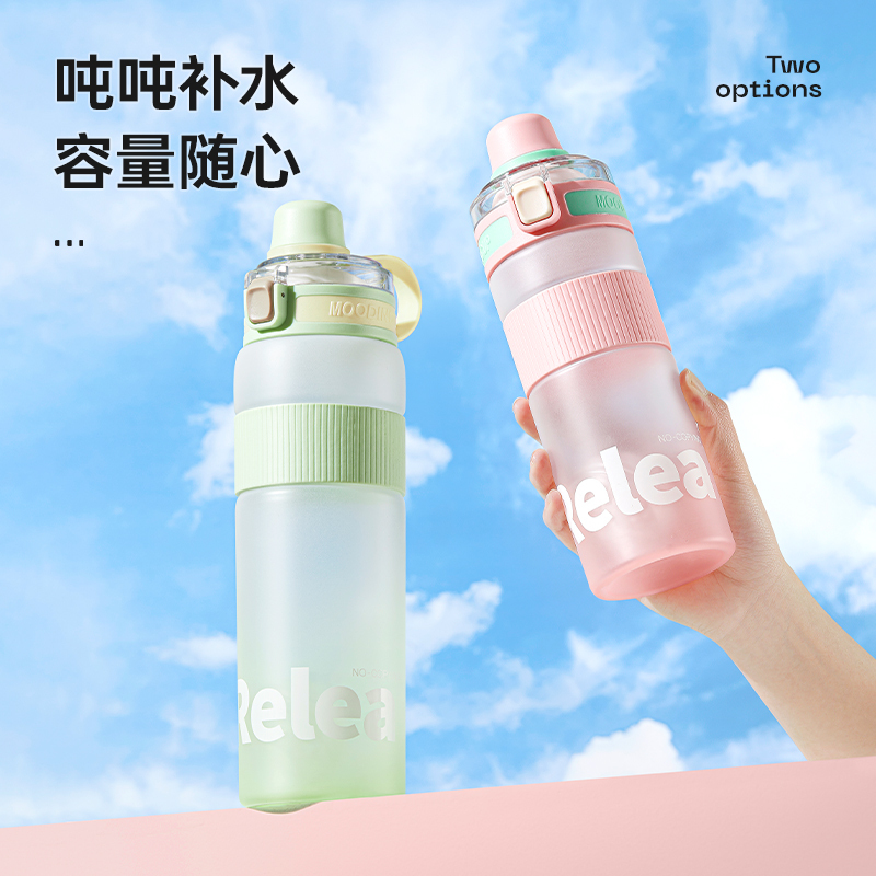 物生物(RELEA)运动水壶大容量学生水杯tritan塑料杯户外健身吸管杯耐高温泡茶杯 1100ML
