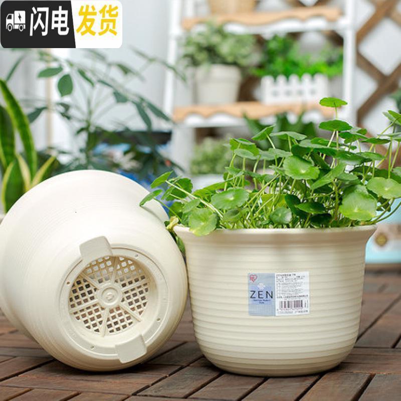 三维工匠圆花盆中钵加厚树脂花盆栽绿植多肉盆 深灰色+托盘 5号外径15.6高10.7cm3个装花盆容器高清大图