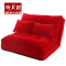 创意懒人沙发可折叠拆洗榻榻米单人双人沙发椅卧室舒服布艺沙发床 90CM中国红+2个抱枕 默认