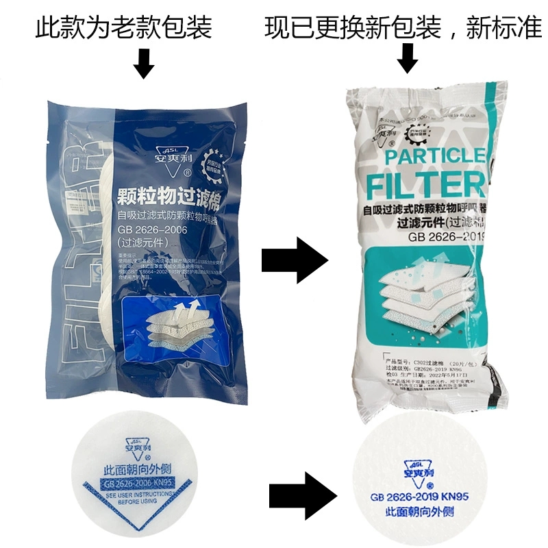 安爽利308防尘口罩过滤棉工业粉尘装修防毒面具圆形7.5cmKN95滤棉高清大图