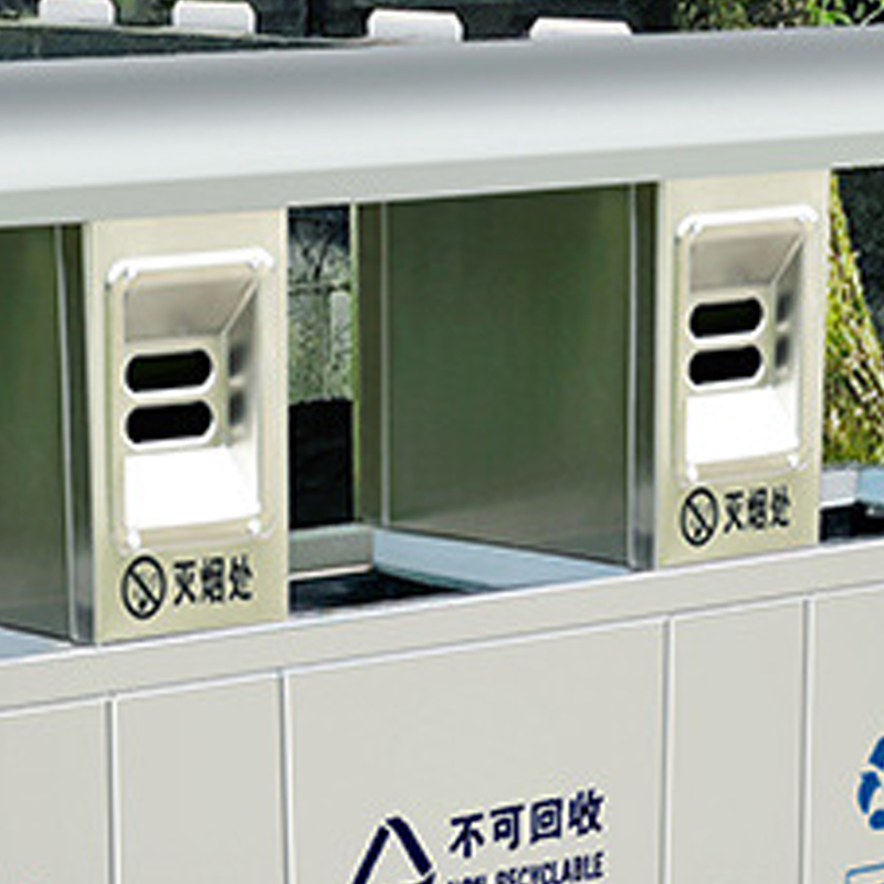 翌嘉 YJ4070411不锈钢分类垃圾箱公共场合环卫果皮箱户外垃圾桶 201不锈钢三分类北京桶高清大图