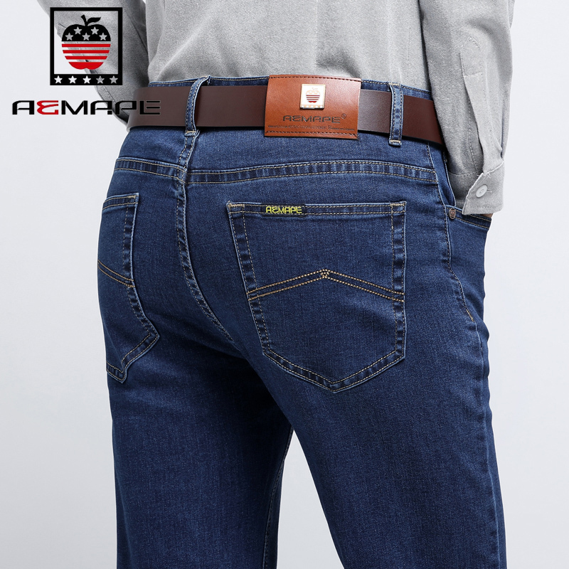 美国苹果正品新款弹力牛仔裤男士直筒宽松长裤子视频