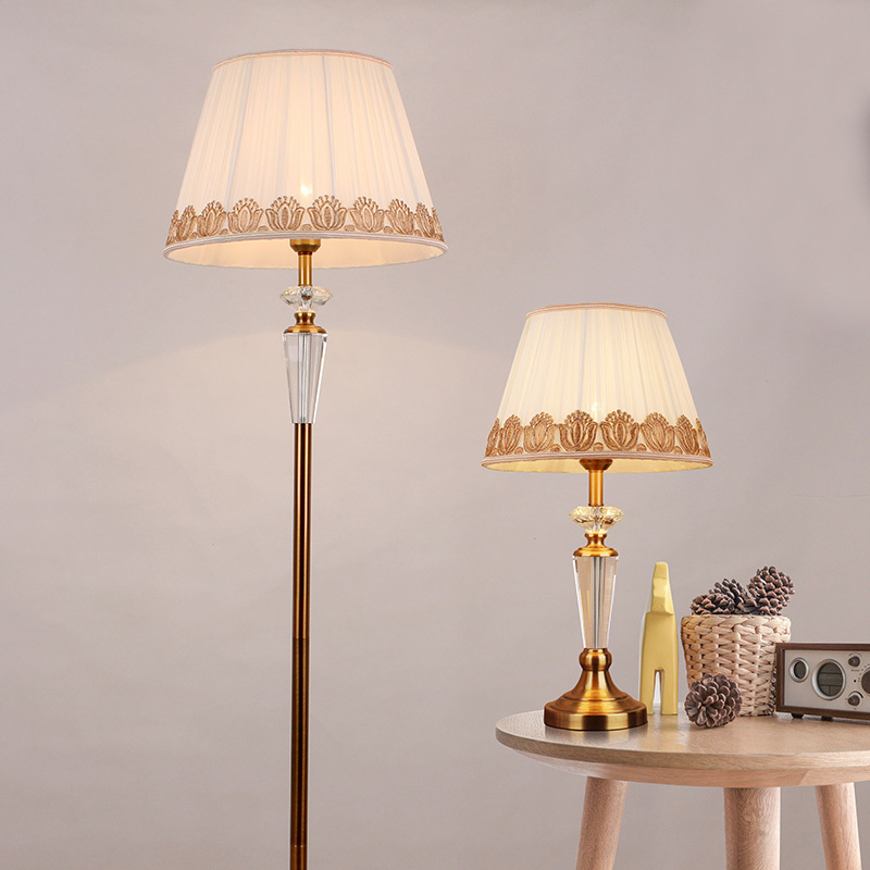 美式轻奢水晶落地灯闪电客客厅北欧式复古铜落地台灯立式书房卧室