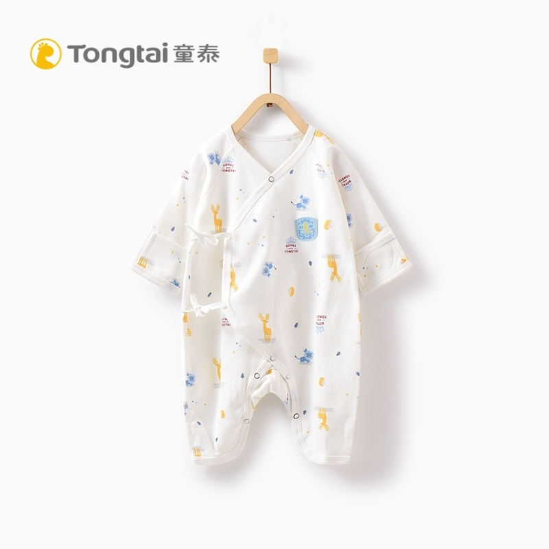 童泰TONGTAI婴儿纯棉蝴蝶哈衣0-3个月初生宝宝侧开系带连体衣爬服