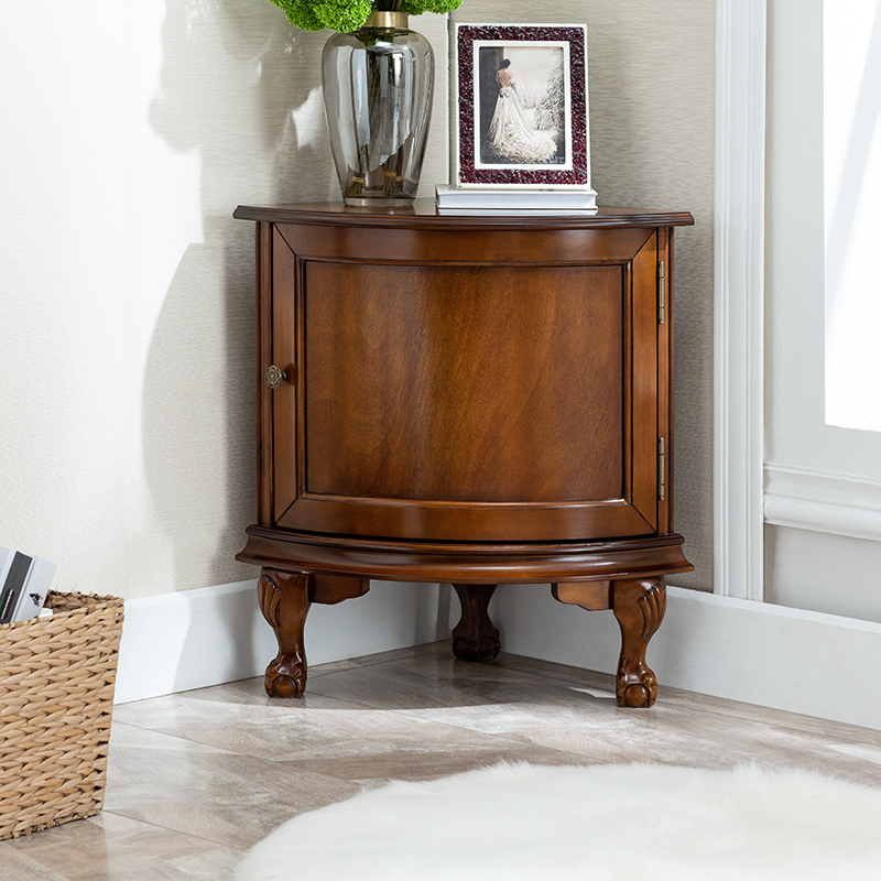 寻木匠欧式实木餐边墙角柜三角形角柜边柜美式客厅转角置物架拐角柜