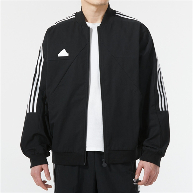 阿迪达斯 (adidas)男装新款运动服跑步休闲外套时尚连帽夹克上衣 IP3791 ZP IP3791/黑色 XL