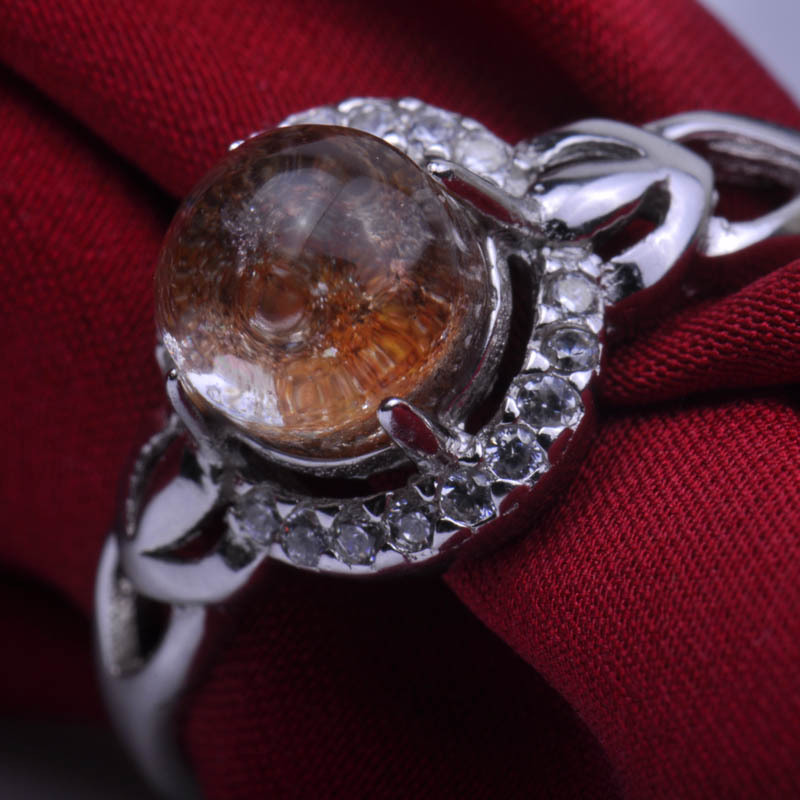 梦克拉 Mkela S925银镶金发晶戒指 典爱 戒指 水晶 民族风 女士