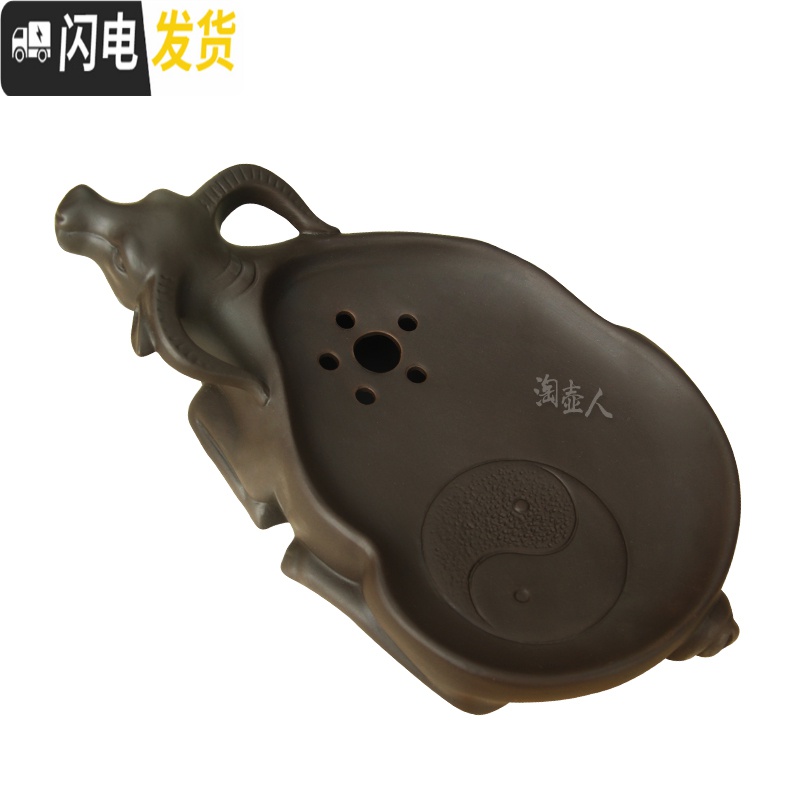 三维工匠功夫茶盘紫砂茶海壶承金蟾猪牛转乾坤茶具托储水式迷你干泡台 福寿茶盘(纯黑色)高清大图