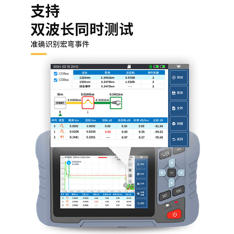 诺克NOVKER/NK4350 D2光时域反射测试仪OTDR高精度光纤故障定位智能分析便携式工业级设计高清大图