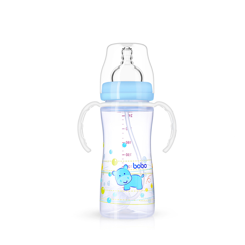 乐儿宝(bobo)婴幼儿PP宽口径奶瓶260ML(蓝色)适用年龄12月以上高清大图