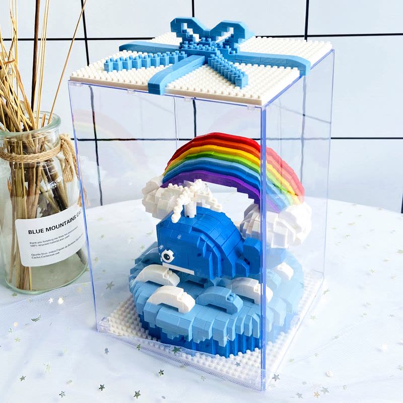 韩国ins创意 粉色城堡生日蛋糕微颗粒积木拼插玩具送女孩早教生日礼物拼装积木图片