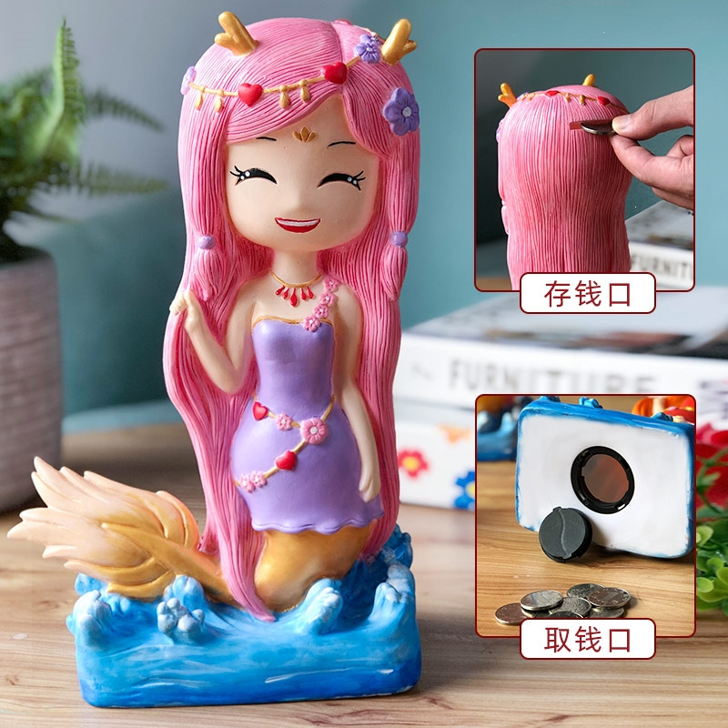 智扣石膏娃娃玩偶涂色白胚手工diy儿童画画玩具搪胶涂鸦彩绘存钱罐