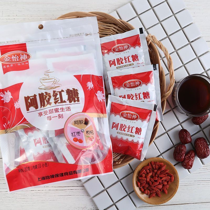 金怡神阿胶红糖姜茶阿胶红枣红糖姜茶古法熬制老红糖小袋装200g*3