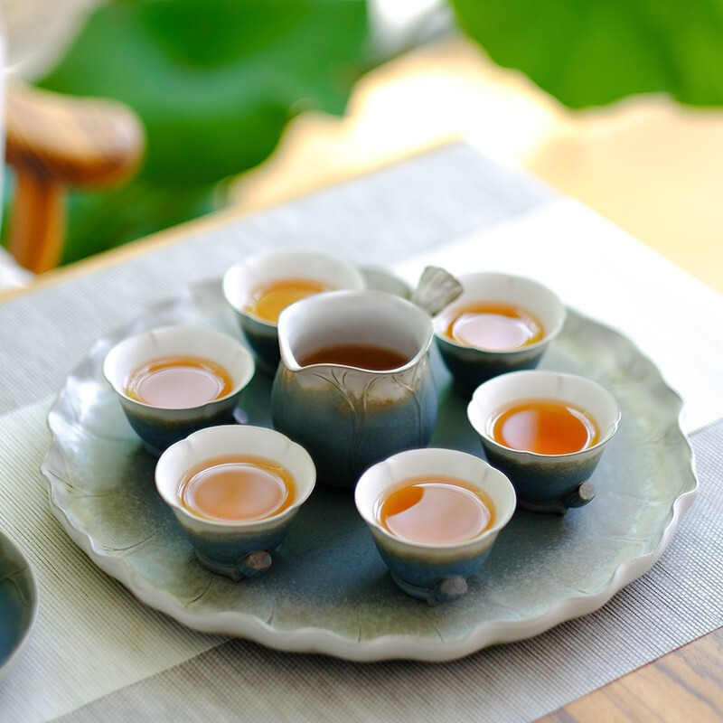 万仟堂(EDENUS)秋荷一池·成套茶具黑铁釉(一壶一承一海六杯)高清大图
