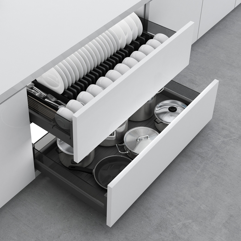 拉篮厨房橱柜拉篮厨房拉篮碗篮厨房古达拉篮双层抽屉式碗架拉蓝