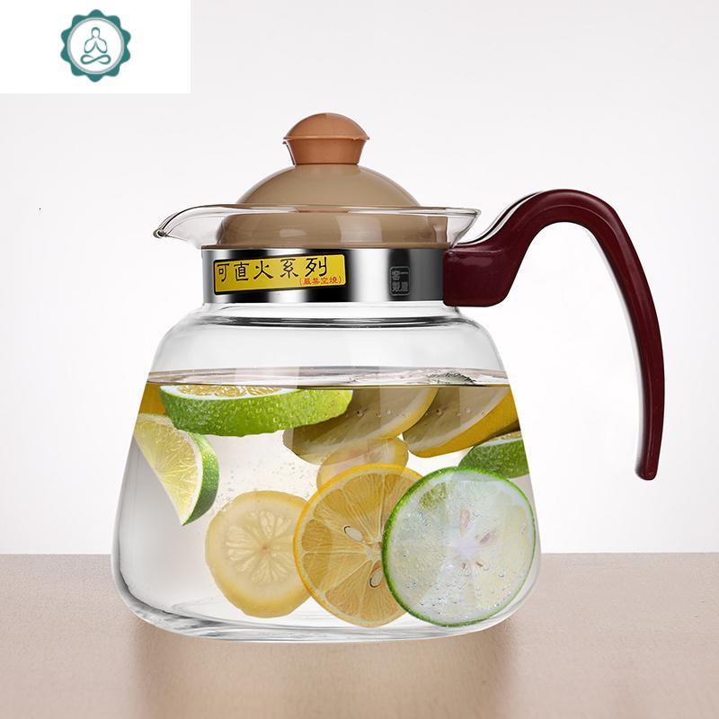 玻璃凉水壶手工大花茶水果茶杯可直火加热烧水茶壶 封后 fh-008p(1850