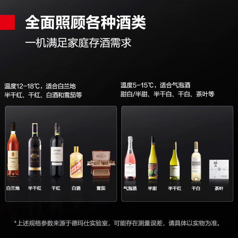 德玛仕(DEMASHI)红酒柜 小型家用电子智能红酒雪茄一冰吧展示柜 高端恒温酒柜-可放120瓶支装[带锁]