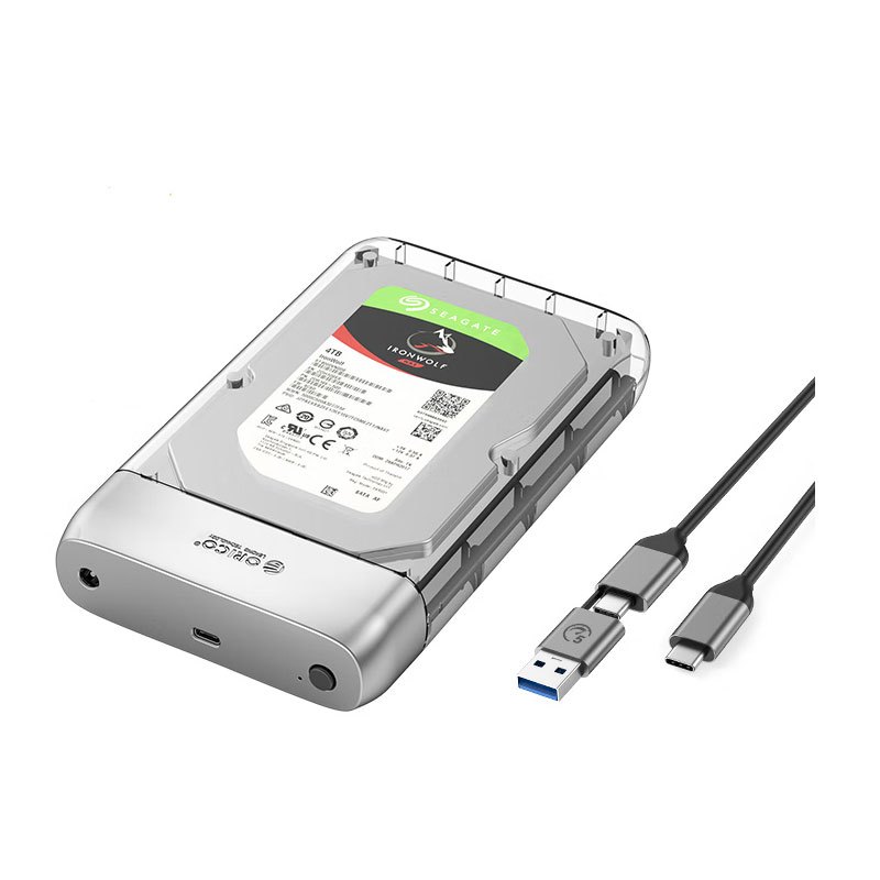 奥睿科(ORICO)3.5英寸移动硬盘盒Type-C3.1 SATA串口机械/固态SSD硬盘外接盒-透明合金TX35