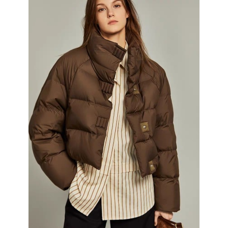 2025新款冬装女款咖色棉服外套小个子短款韩版加厚面包服棉衣棉服 咖色 M