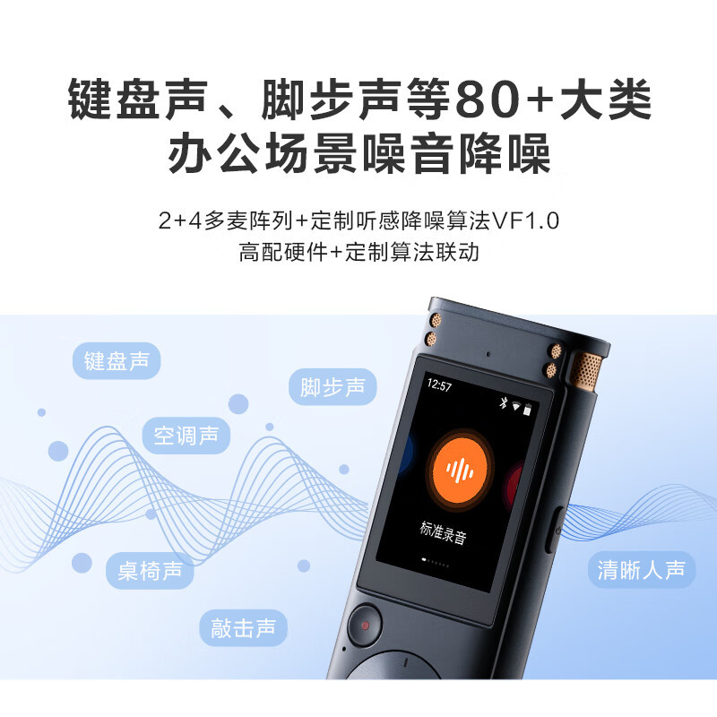 科大讯飞(IFLYTEK)SR302智能录音笔32G 专业录音 高清降噪 360°拾音 星空灰高清大图