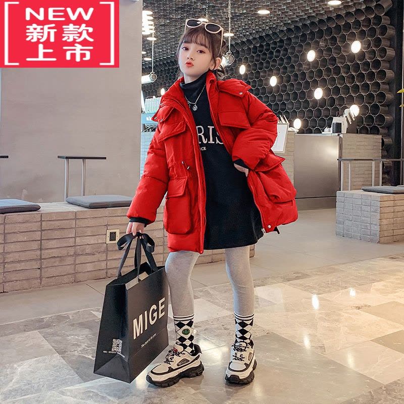 可莉允女童棉衣外套冬装2022新款儿童冬季加厚羽绒棉服大童克莱因蓝棉袄图片