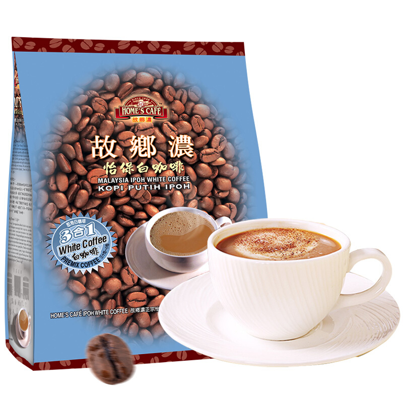 故乡浓马来西亚怡保原装进口微甜速溶三合一白咖啡 450g*2袋装高清大图